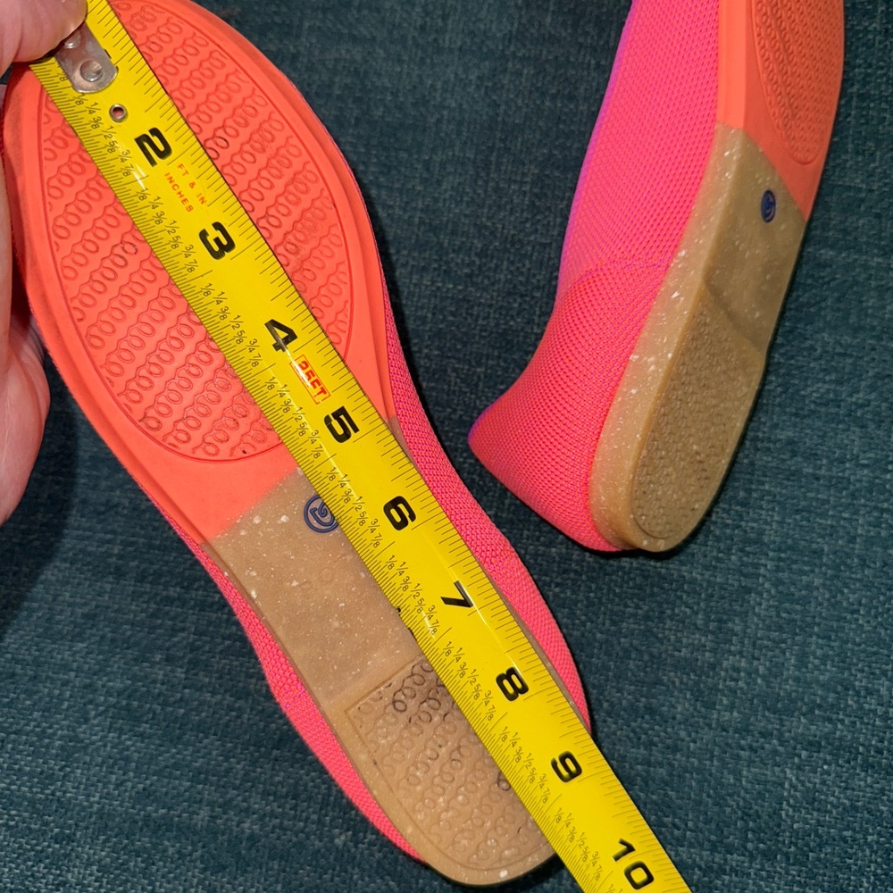Rothy's Vibrant Pink Flats with Blue Accents - Picture 9 of 9